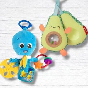 Skip Hop Avocado/Baby Einstein Octopus Take Along Soft Sensory Toys Age 0+ M x 2
